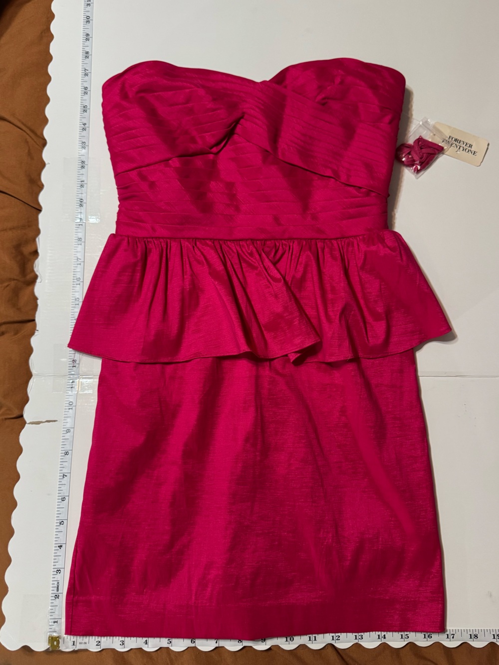 Forever 21 Hot Pink Ruffled Waist A-Line Skirt